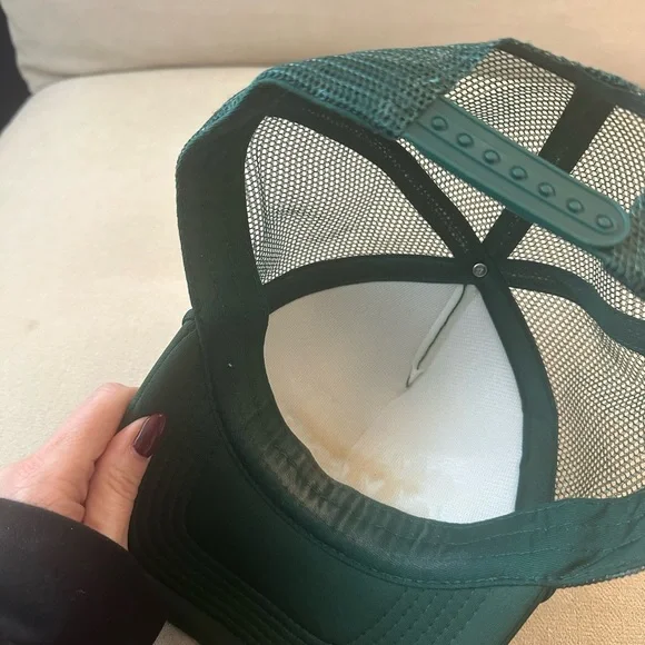 Green Trucker Faith Hat with Pink Text - Picture 4 of 4